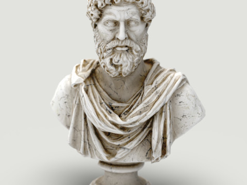 Bust of Marcus Aurelius Low Poly Game Ready UHD STL 3D Print Ready 4K PBR Textures WinZip ZI 3D Modell