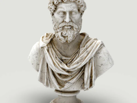 Busto de Marco Aurelio Low Poly Listo para juegos UHD STL Listo para impresi&oacute;n 3D Texturas 4K PBR WinZip ZI Modelo 3D
