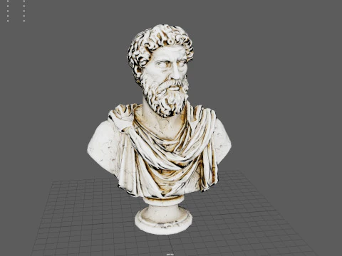 Busto di Marco Aurelio Low Poly Game Ready UHD STL 3D Print Ready Texture 4K PBR WinZip ZI Modello 3D