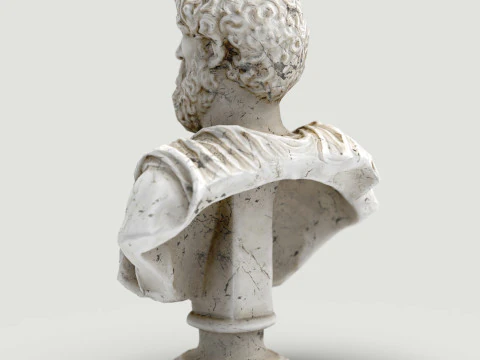 Busto di Marco Aurelio Low Poly Game Ready UHD STL 3D Print Ready Texture 4K PBR WinZip ZI Modello 3D