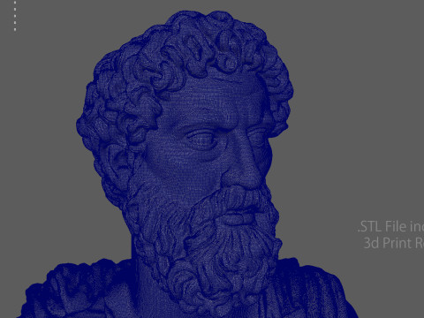 Bust of Marcus Aurelius Low Poly Game Ready UHD STL 3D Print Ready 4K PBR Textures WinZip ZI Model 3D