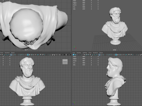 Bust of Marcus Aurelius Low Poly Game Ready UHD STL 3D Print Ready 4K PBR Textures WinZip ZI Model 3D