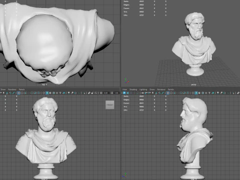 Busto di Marco Aurelio Low Poly Game Ready UHD STL 3D Print Ready Texture 4K PBR WinZip ZI Modello 3D