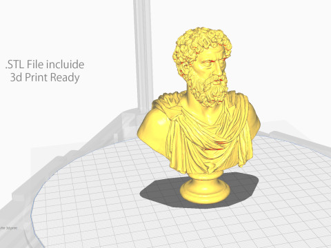 Bust of Marcus Aurelius Low Poly Game Ready UHD STL 3D Print Ready 4K PBR Textures WinZip ZI Model 3D