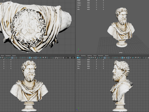 Bust of Marcus Aurelius Low Poly Game Ready UHD STL 3D Print Ready 4K PBR Textures WinZip ZI Model 3D