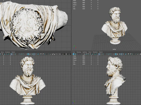 Busto di Marco Aurelio Low Poly Game Ready UHD STL 3D Print Ready Texture 4K PBR WinZip ZI Modello 3D