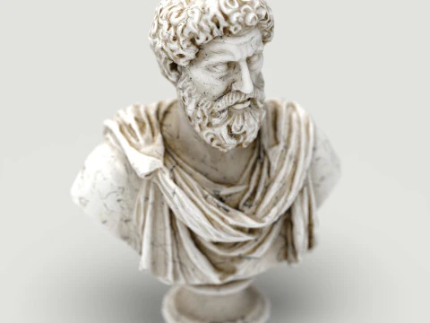 Busto di Marco Aurelio Low Poly Game Ready UHD STL 3D Print Ready Texture 4K PBR WinZip ZI Modello 3D