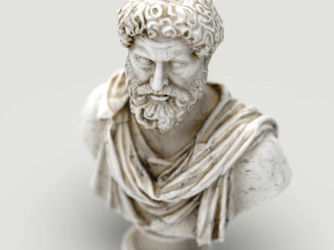Busto di Marco Aurelio Low Poly Game Ready UHD STL 3D Print Ready Texture 4K PBR WinZip ZI Modello 3D