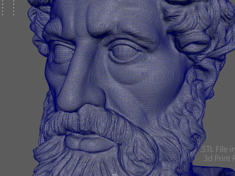 Busto di Marco Aurelio Low Poly Game Ready UHD STL 3D Print Ready Texture 4K PBR WinZip ZI Modello 3D
