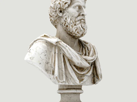 Busto di Marco Aurelio Low Poly Game Ready UHD STL 3D Print Ready Texture 4K PBR WinZip ZI Modello 3D