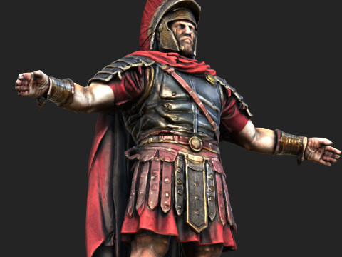 Roman Warrior Low Poly Game Ready 4K PBR Textures WinZip ZIP Modello 3D