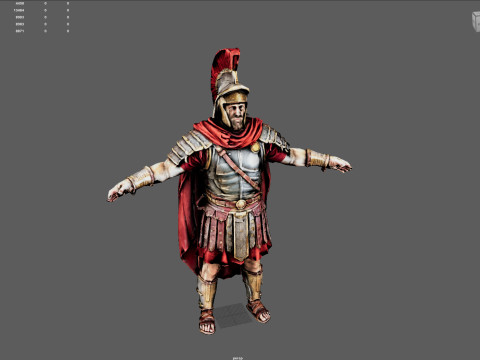 Roman Warrior Low Poly Game Ready 4K PBR Textures WinZip ZIP Modello 3D