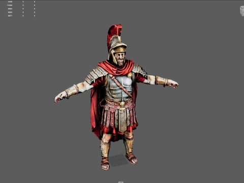 Roman Warrior Low Poly Game Ready Texture PBR 4K WinZip ZIP Modello 3D