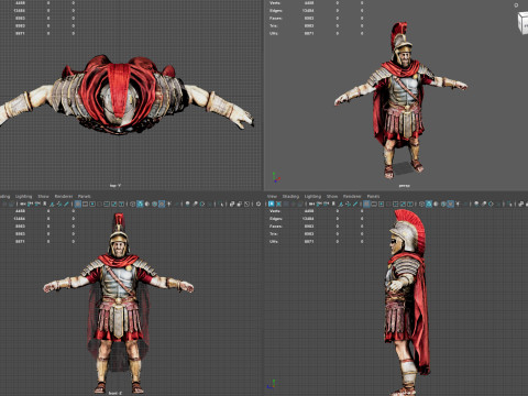 Roman Warrior Low Poly Game Ready 4K PBR Textures WinZip ZIP Modello 3D
