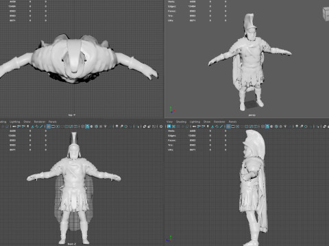 Roman Warrior Low Poly Game Ready 4K PBR Textures WinZip ZIP Modello 3D