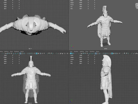 Roman Warrior Low Poly Game Ready Texture PBR 4K WinZip ZIP Modello 3D