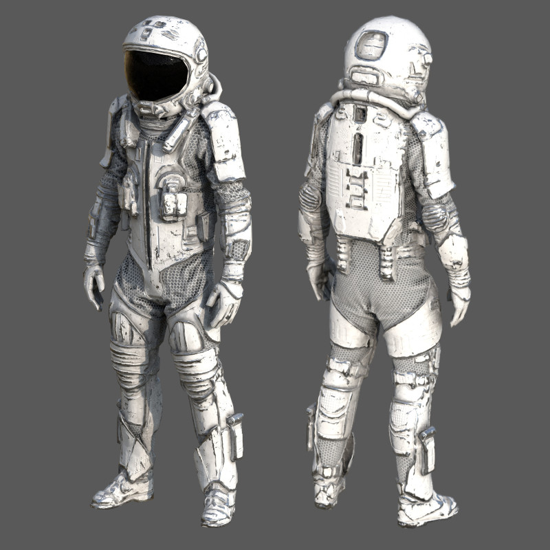Futuristic Astronaut Space Suit 3D Model .c4d .max .obj .3ds .fbx .stl .blend 