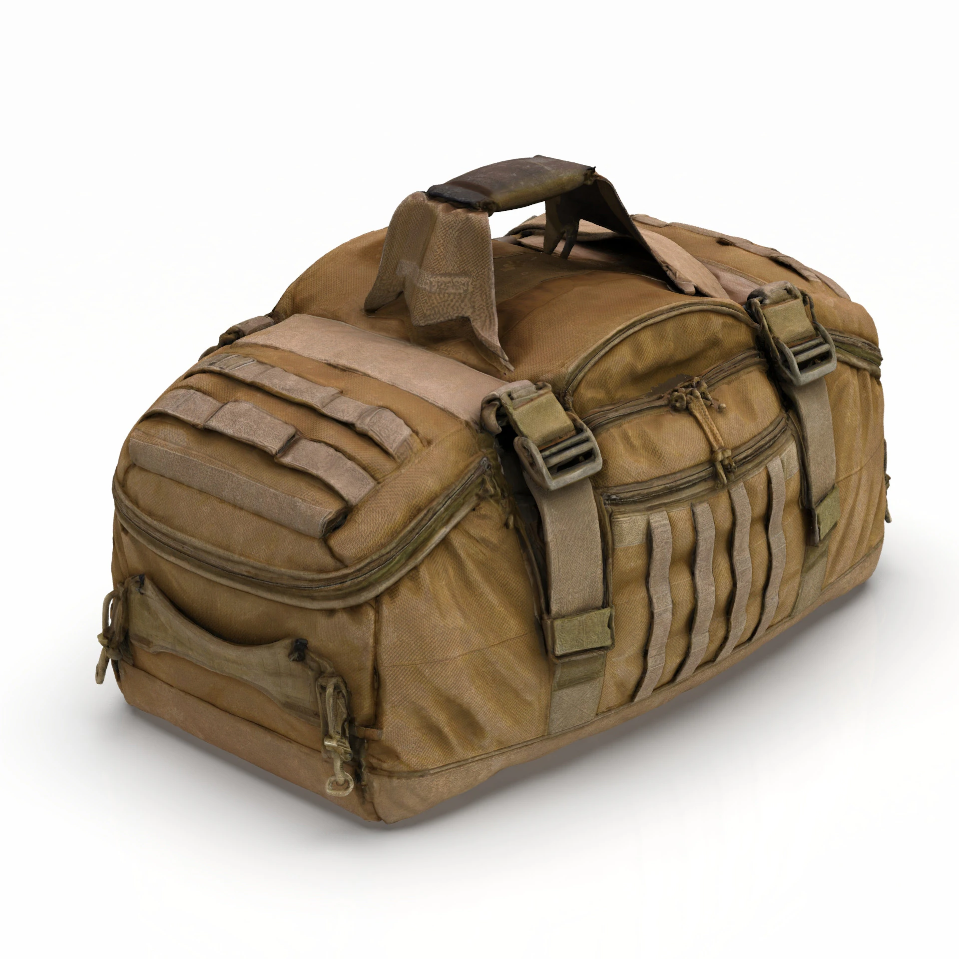 Bolsa de lona militar t&aacute;tica usada premium - ativo texturizado PBR de alto poli&eacute;ster para jogos VR e Modelo 3D .c4d .max .obj .3ds .fbx .stl .blend 