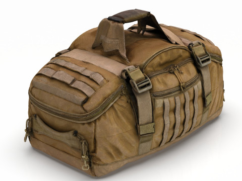 Premium Worn Tactical Military Duffel Bag - High-Poly PBR Textured Asset for Games VR and Modelo 3D