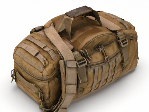 Premium Worn Tactical Military Duffel Bag - High-Poly PBR Textured Asset for Games VR and Modelo 3D
