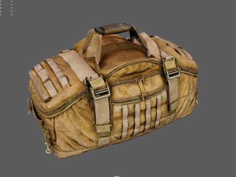 Bolsa de lona militar t&aacute;tica usada premium - ativo texturizado PBR de alto poli&eacute;ster para jogos VR e Modelo 3D