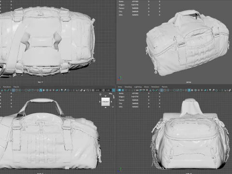 Bolsa de lona militar t&aacute;tica usada premium - ativo texturizado PBR de alto poli&eacute;ster para jogos VR e Modelo 3D