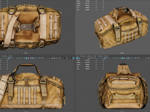 Premium Worn Tactical Military Duffel Bag - High-Poly PBR Textured Asset for Games VR and Modelo 3D