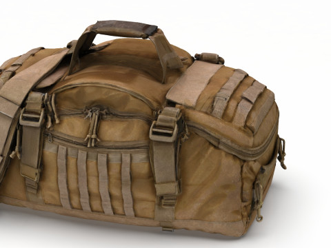 Premium Worn Tactical Military Duffel Bag - High-Poly PBR Textured Asset for Games VR and Modelo 3D