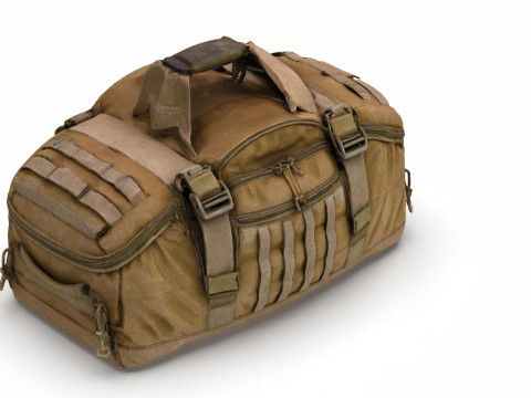 Premium Worn Tactical Military Duffel Bag - High-Poly PBR Textured Asset for Games VR and Modelo 3D