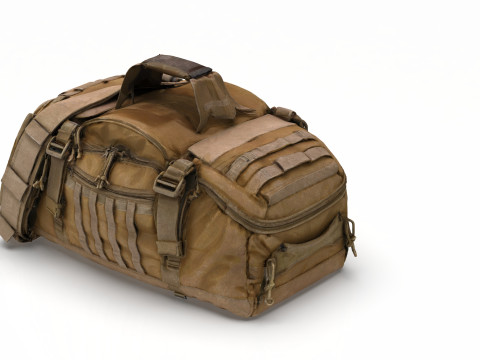 Premium Worn Tactical Military Duffel Bag - High-Poly PBR Textured Asset for Games VR and Modelo 3D