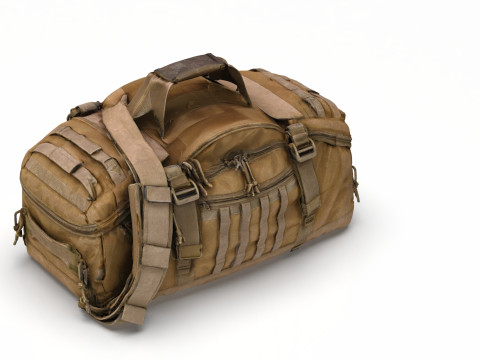 Premium Worn Tactical Military Duffel Bag - High-Poly PBR Textured Asset for Games VR and Modelo 3D