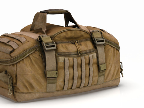 Premium Worn Tactical Military Duffel Bag - High-Poly PBR Textured Asset for Games VR and Modelo 3D