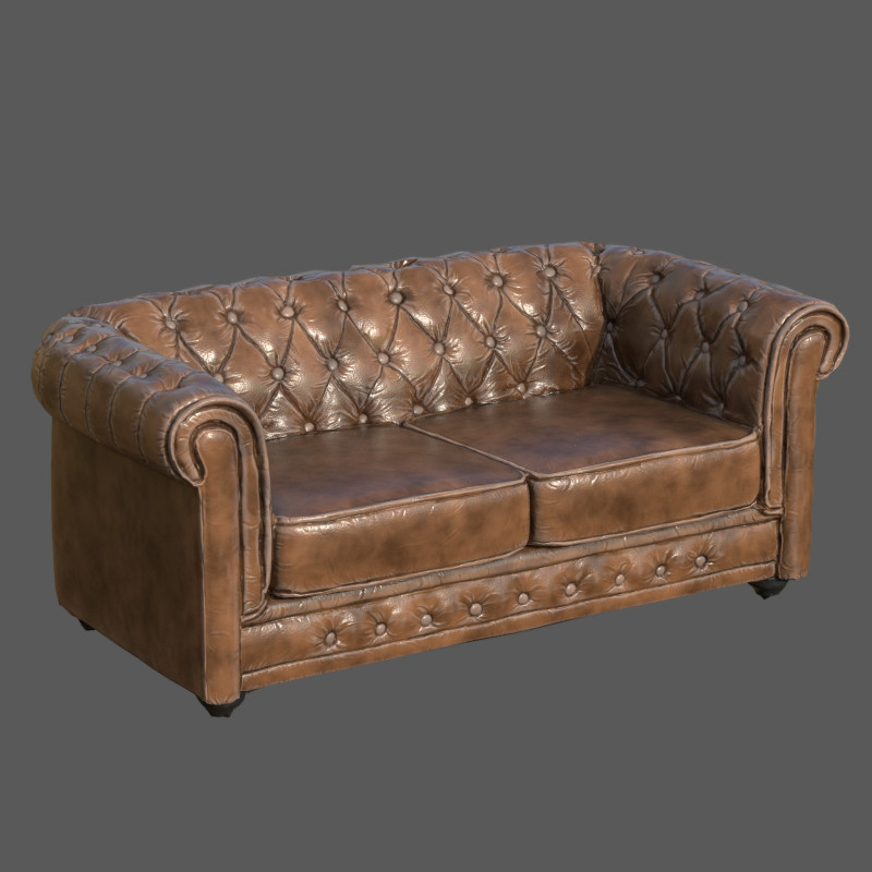Vintage Chesterfield Leather Sofa High-Quality PBR 4K Textures Game-Ready Archviz R 3D Модель .c4d .max .obj .3ds .fbx .stl .blend