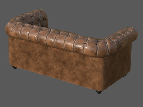 Vintage Chesterfield Leather Sofa High-Quality PBR 4K Textures Game-Ready Archviz R 3D Модель