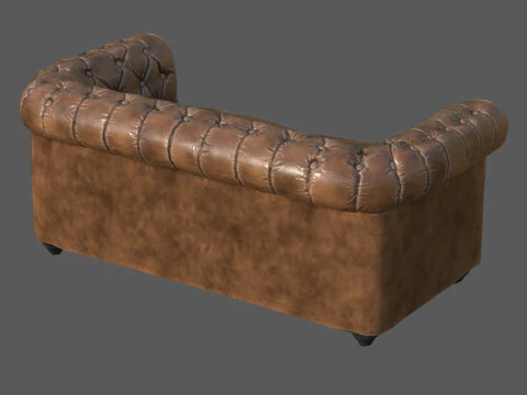 ヴィンテージ チェスターフィールド レザー ソファ 高品質 PBR 4K テクスチャ ゲーム対応 Archviz R 3Dモデル