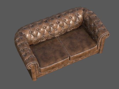 Vintage Chesterfield Leather Sofa High-Quality PBR 4K Textures Game-Ready Archviz R 3D Модель