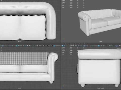 ヴィンテージ チェスターフィールド レザー ソファ 高品質 PBR 4K テクスチャ ゲーム対応 Archviz R 3Dモデル