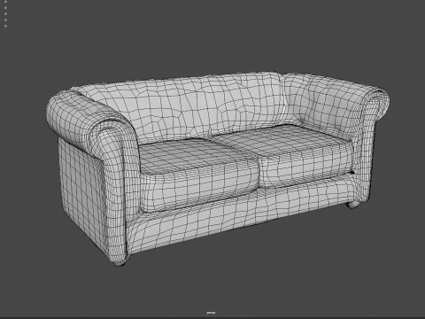 ヴィンテージ チェスターフィールド レザー ソファ 高品質 PBR 4K テクスチャ ゲーム対応 Archviz R 3Dモデル