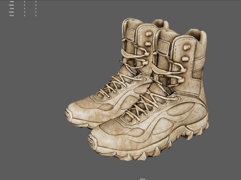 Realistic Tactical Desert Combat Boots 3D मॉडल