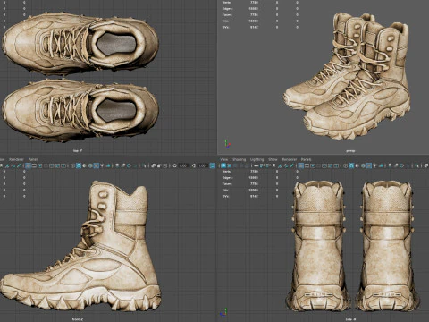 Stivali da combattimento tattici realistici del deserto Modello 3D