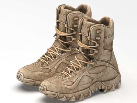 Botas de combate táticas realistas no deserto Modelo 3D