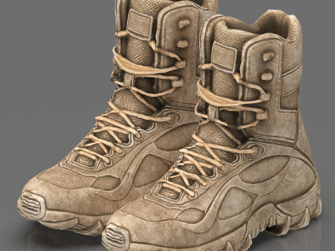 Botas de combate táticas realistas no deserto Modelo 3D