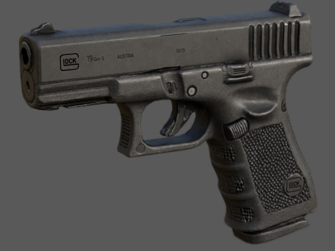 Glock 19 Gen 5 Realistic 4K PBR Textures Game Ready Low Poly FBX OBJ Blender U 3D Модель