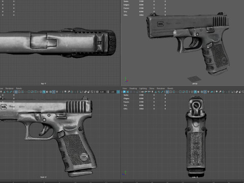 Glock 19 Gen 5 Realistic 4K PBR Textures Game Ready Low Poly FBX OBJ Blender U Modèle 3D