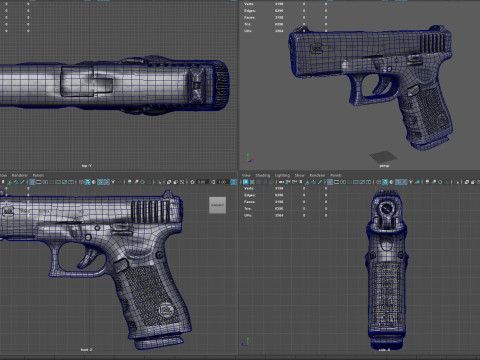 Glock 19 Gen 5 Realistic 4K PBR Textures Game Ready Low Poly FBX OBJ Blender U Modèle 3D