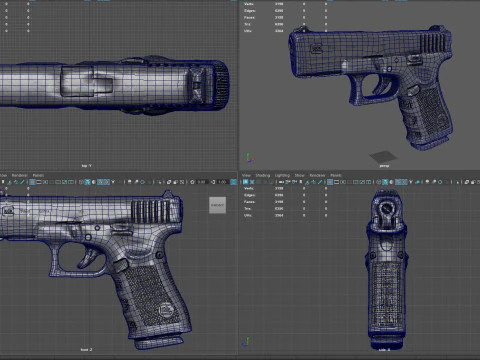 Glock 19 Gen 5 Реалистичные 4K PBR текстуры Готовые к игре низкополигональные FBX OBJ Blender U 3D Модель