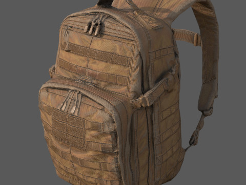Game-Ready Tactical Military Backpack with 4K PBR Textures MOLLE System Model 3D