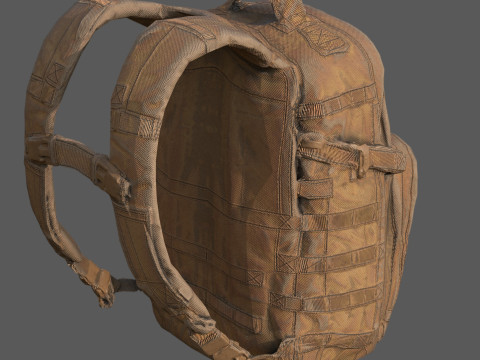 Game-Ready Tactical Military Backpack with 4K PBR Textures MOLLE System Model 3D