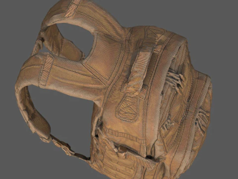 具有 4K PBR 纹理 MOLLE 系统的游戏就绪战术军用背包 3D 模型