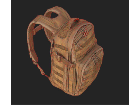 Game-Ready Tactical Military Backpack with 4K PBR Textures MOLLE System Model 3D